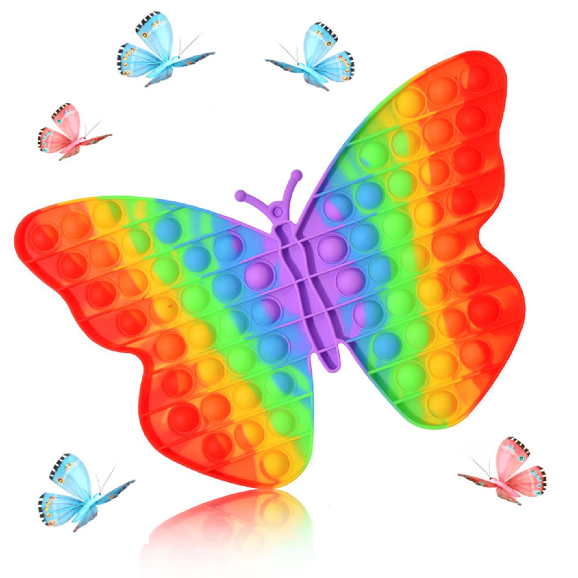 Rainbow Jumbo Butterfly Fidget Toy - Giant Sensory Toy for Kids & Adults, Anxiety Relief & Stress Relief Tool - Perfect for Classroom, Office & Home Use