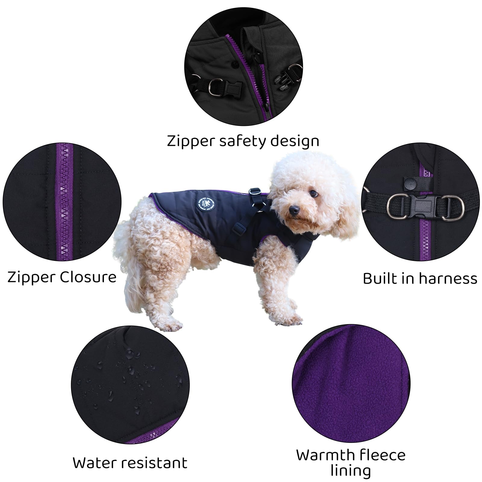 Norbi Dog Winter Coat with Built-in Harness - Adjustable Warm Dog Jacket for Small, Medium & Large Dogs | Cold Weather Protection for Outdoor Walks & Adventures