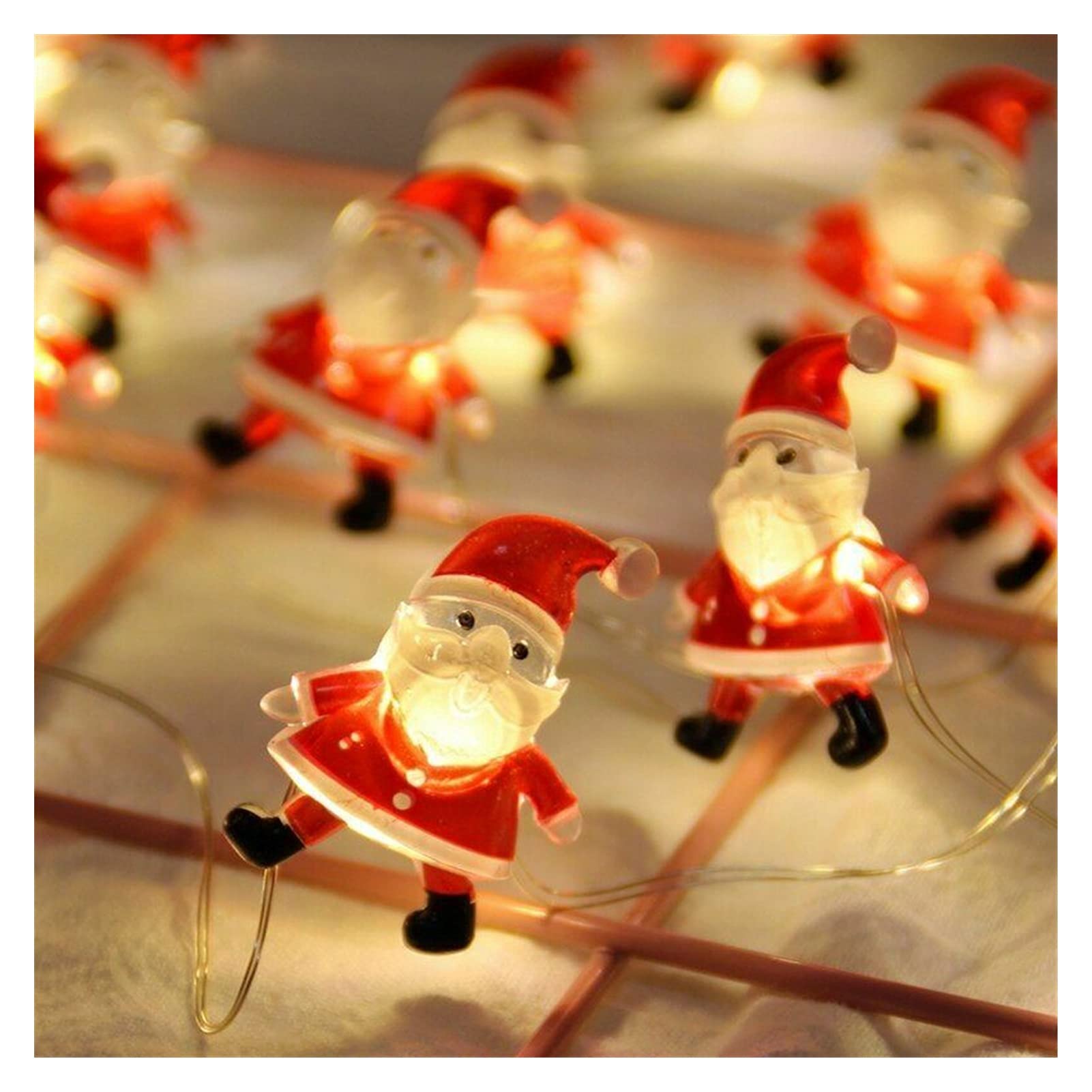 Santa Claus LED Fairy Lights String - 2 Meters 20 Lights Battery Powered Christmas Decorations for Kids Room, Xmas Tree, Party & Winter Home Decoration | Cute Snowman Design Holiday Gift Lamp