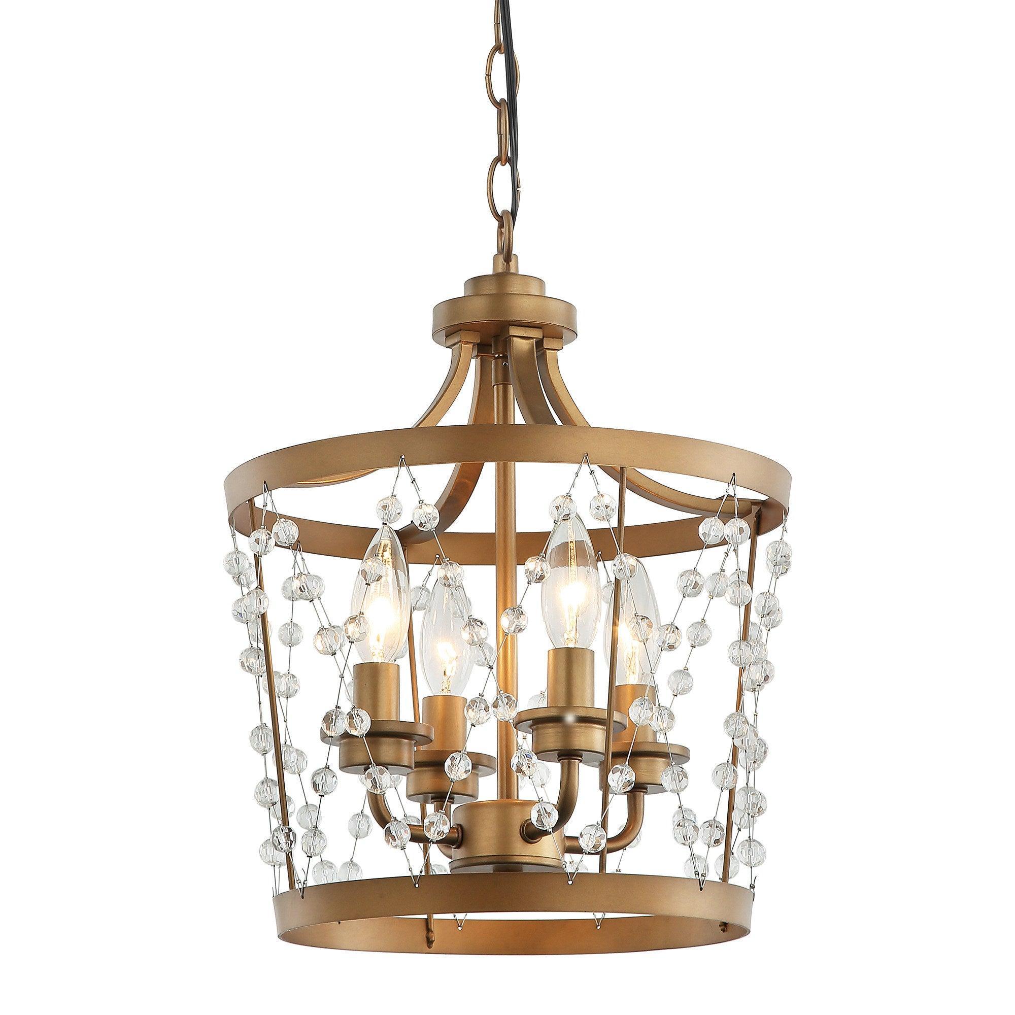 4-Light Rustic Saddle Brown Pendant Lighting Fixture - Farmhouse Style Ceiling Light for Kitchen, Dining Room & Living Room Decor