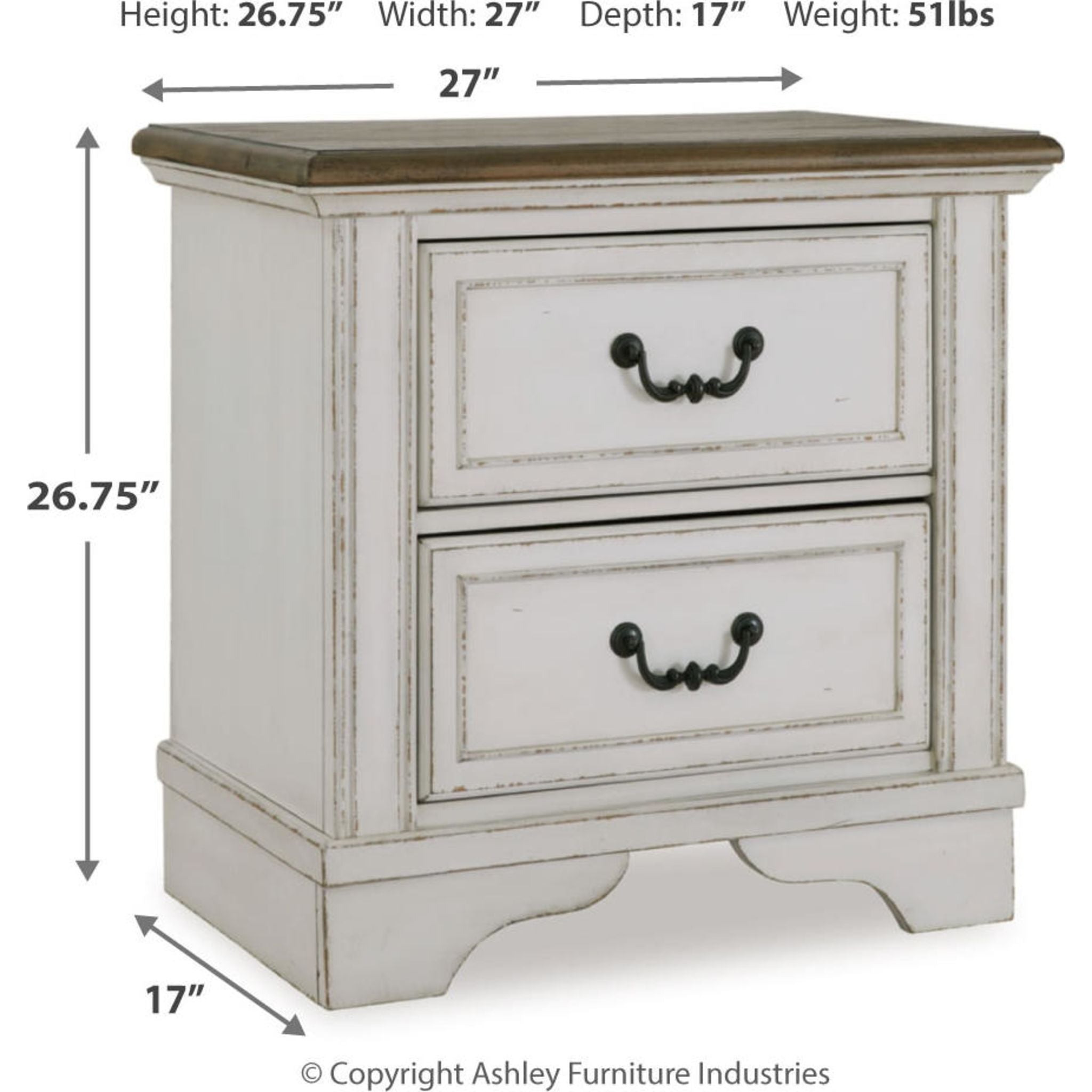 Blendon Nightstand with Two-Tone Finish - Modern Bedside Table for Bedroom Decor & Storage