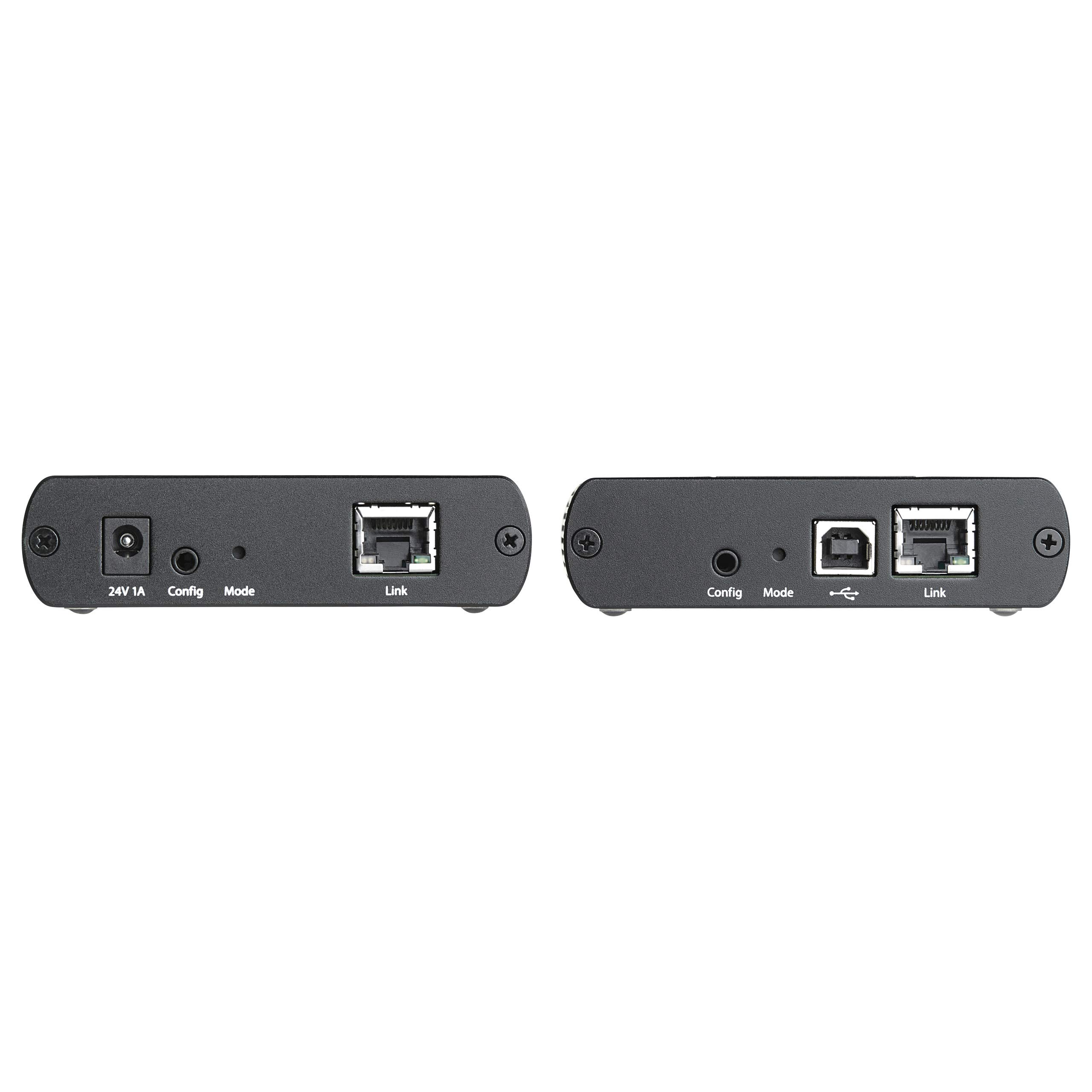 StarTech.com 4 Port USB 2.0 Extender Over Ethernet/IP Network Hub - 330ft (100m) Range - USB Over Gigabit LAN or Direct Cat5e/Cat6 Cable (RJ45) - Ideal for Remote Workstations, Security Cameras & Industrial Automation (USB2G4LEXT2NA)