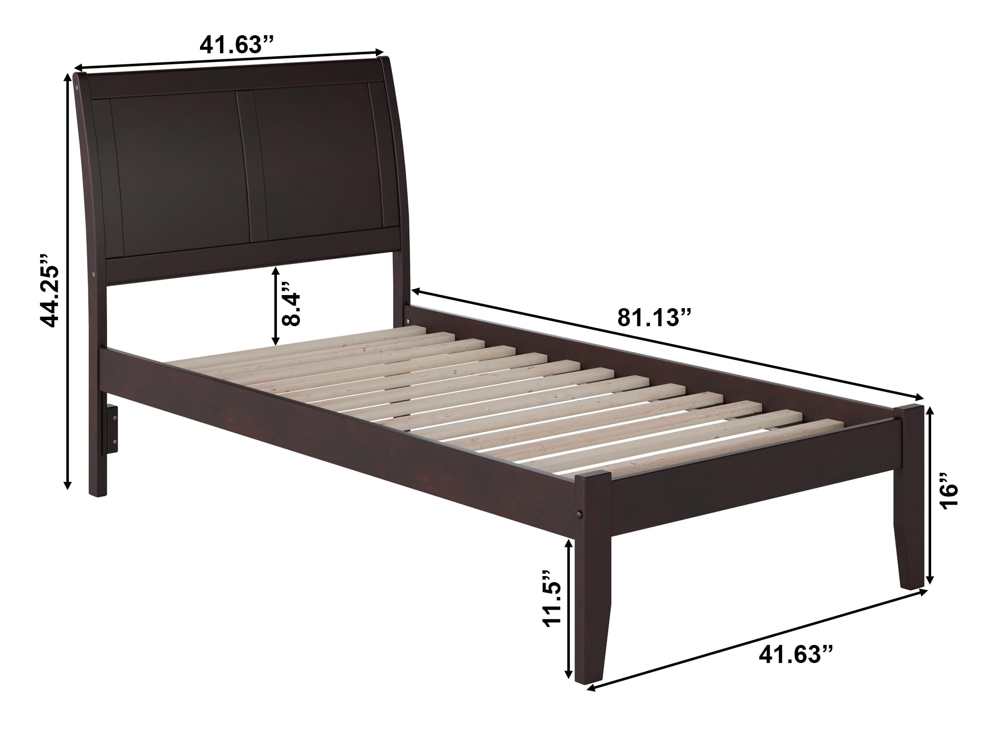 AFI Portland Twin Platform Bed Frame with USB Charging Ports - Espresso Finish for Modern Bedrooms, Kids Rooms & Small Spaces