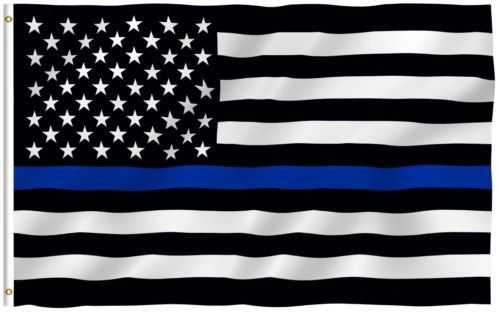 Thin Blue Line American Flag - Black & White US Flag with Blue Stripe & Brass Grommets - Police Support, Back the Blue, Law Enforcement Appreciation - Perfect for Home, Office, Car & Outdoor Display