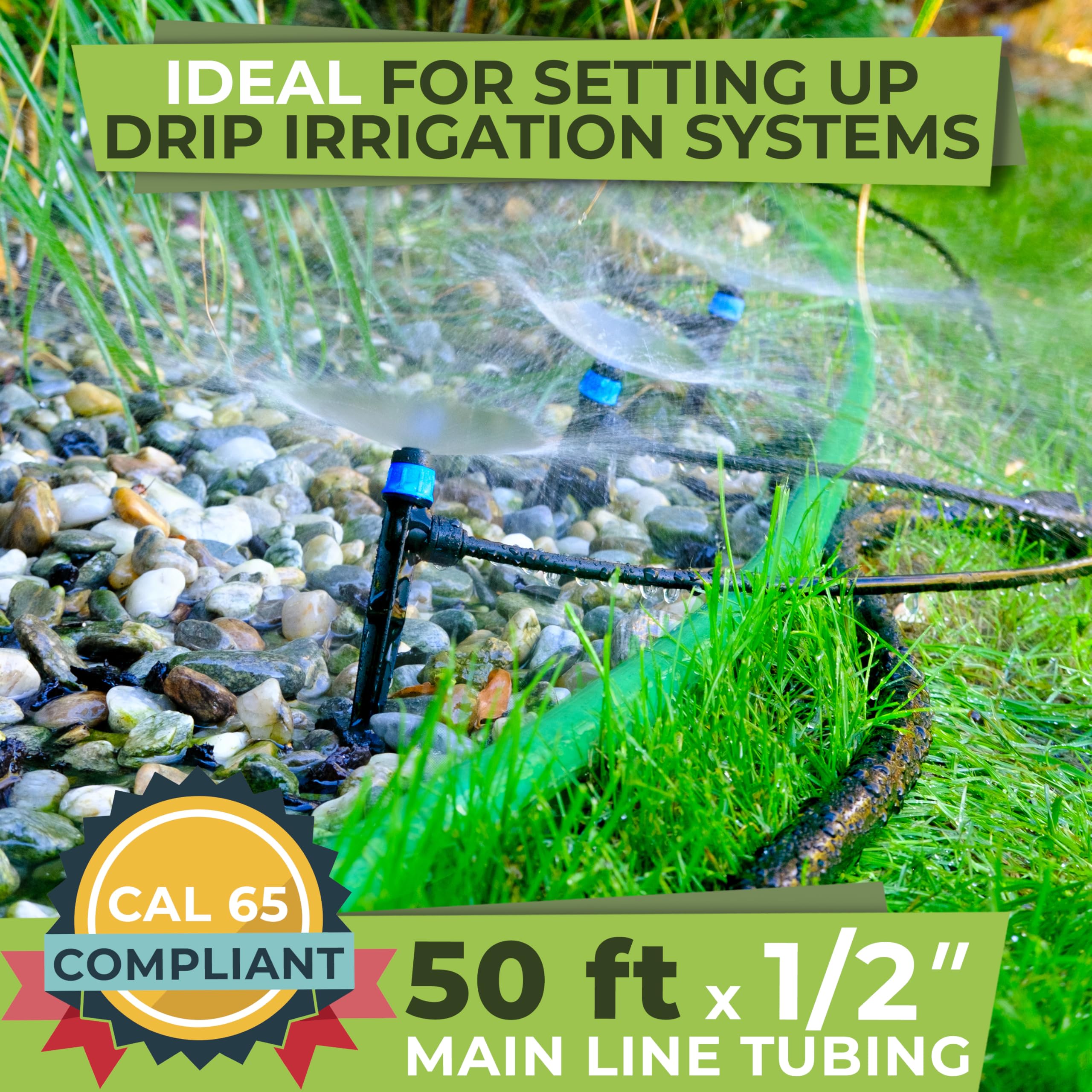 **Carpathen 50 FT 1/2 Inch Drip Irrigation Tubing - Heavy Duty Garden Hose for Push-To-Connect Systems, Blank Distribution Tubing for Lawns, Greenhouses & DIY Gardening Projects**