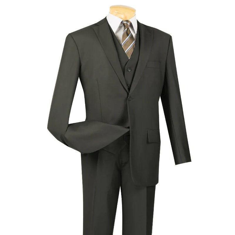 Classic 3-Piece Olive Vested Suit for Men - Perfect for Weddings, Business Meetings & Formal Occasions