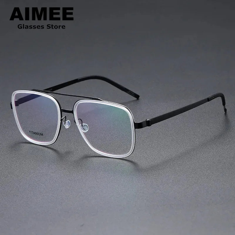 Stylish Unisex Square Full Rim Double Bridge Titanium Acetate Eyeglasses Frame 9911 - Perfect for Work, Reading & Fashion Accessories