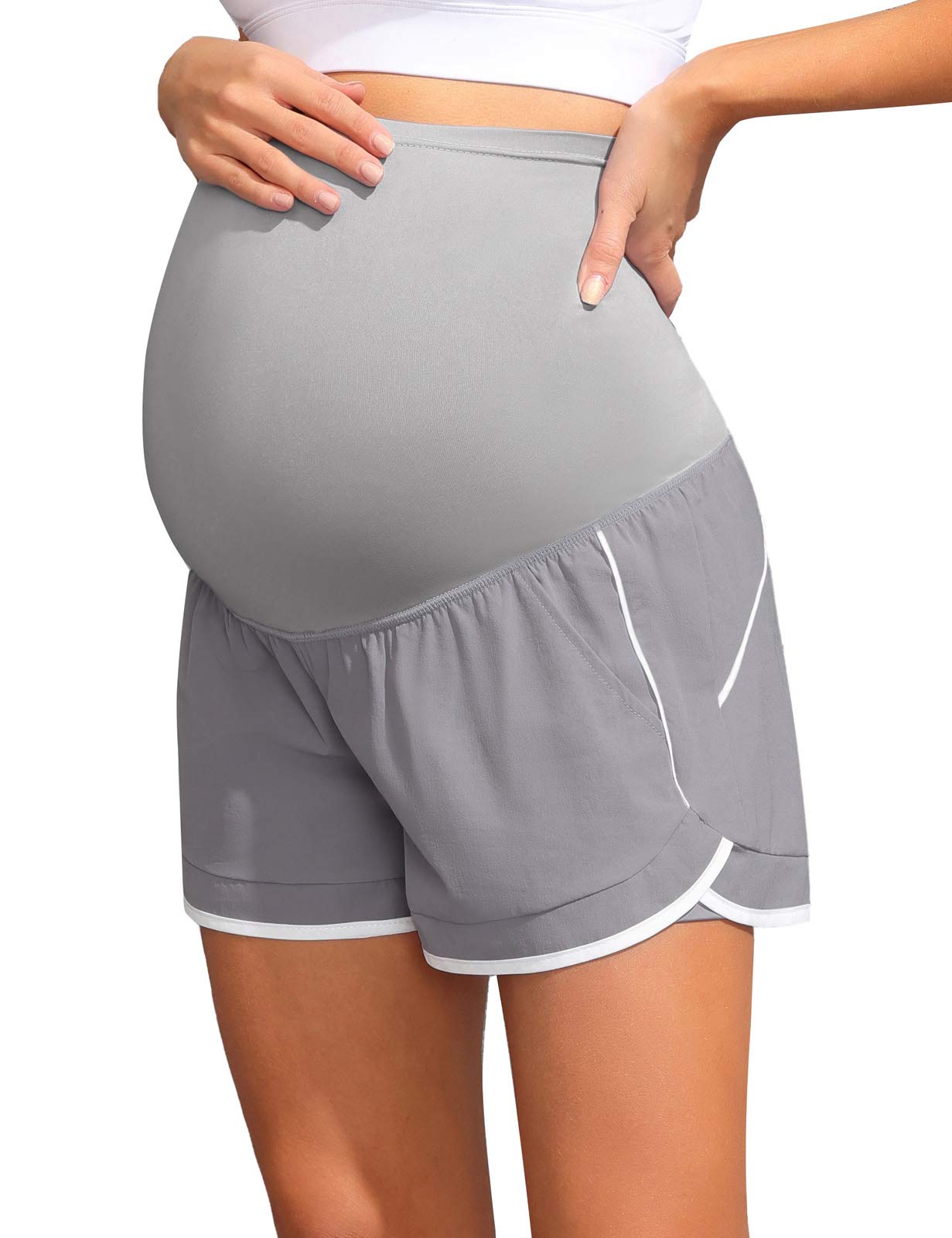 Maacie Maternity Shorts - 2-in-1 High Waist Athletic Shorts with Pockets for Pregnancy Workouts & Yoga | Breathable Double Layer Design for Comfort