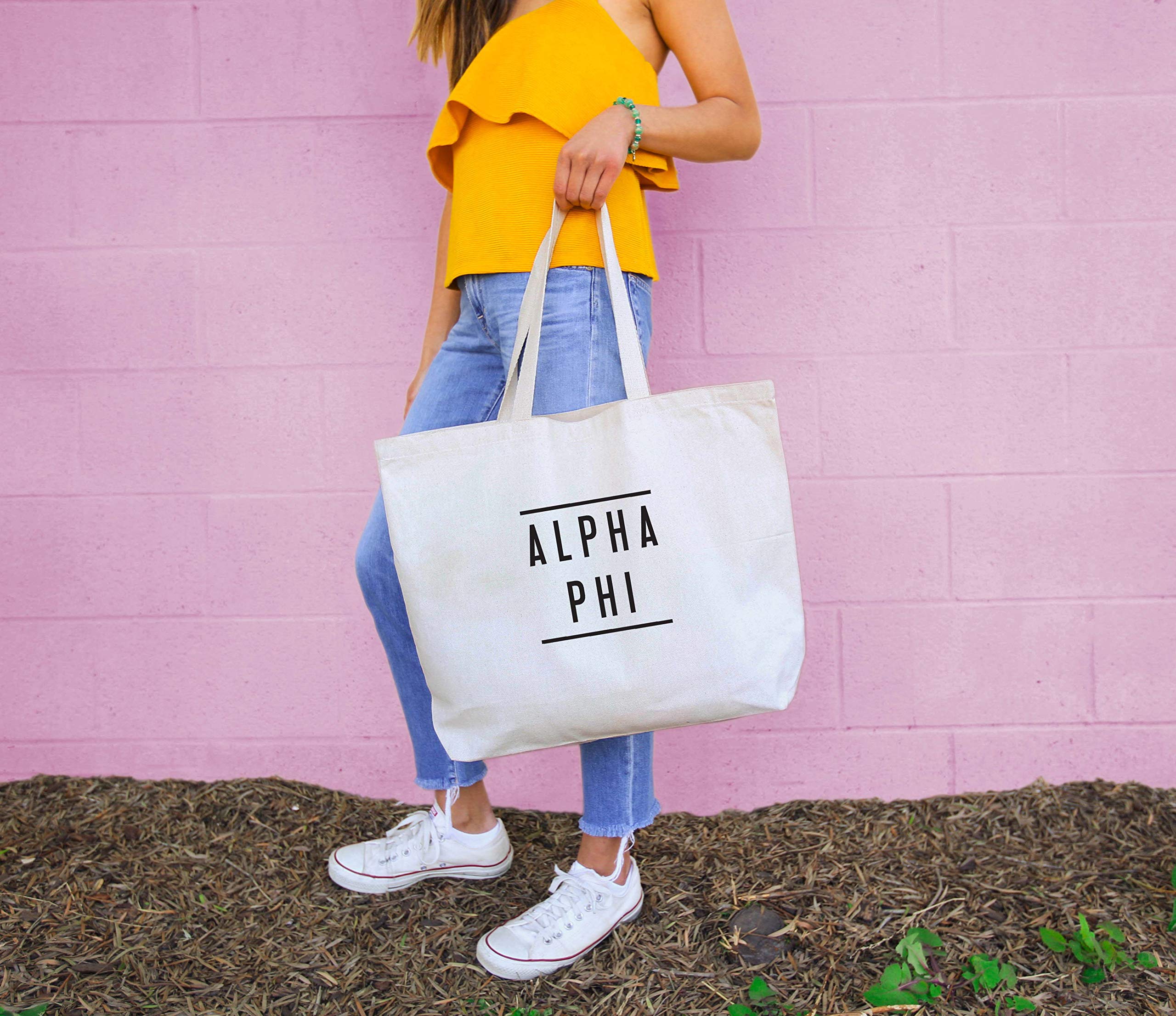 Sorority Tote Bags for Women - Large Canvas Tote with Classic Greek Letter Design - Perfect for College, Sisterhood Events & Everyday Use