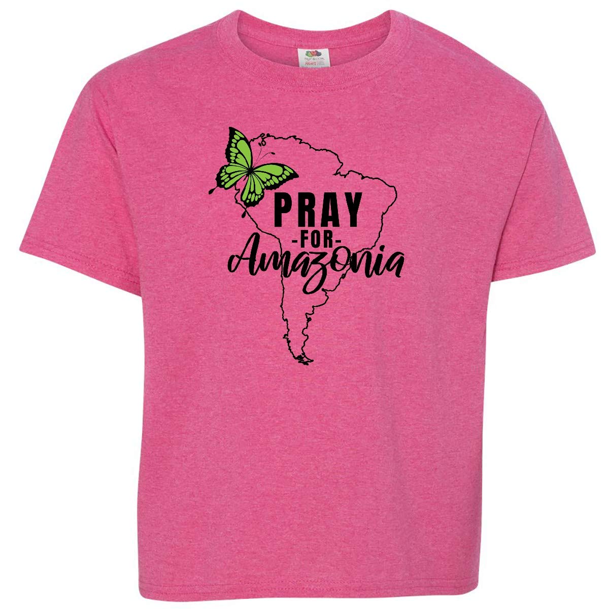 Inktastic Pray for Amazonia South America Silhouette Youth T-Shirt - Comfortable Graphic Tee for Casual Wear, School, and Environmental Awareness