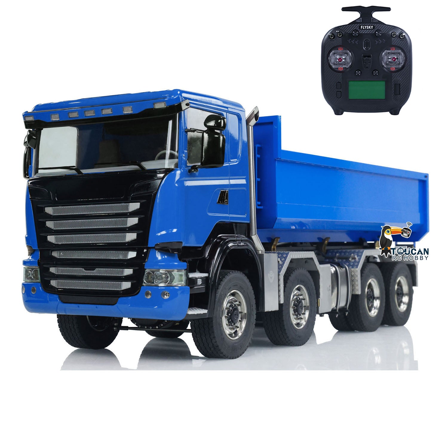 1:14 Scale 8x8 RC Hydraulic Dump Truck with Roll On/Off Function - Remote Controlled Tipper Car with Realistic Sounds & LED Lights - U-Shaped High Bucket & Timber Flatbed for Construction Site Play & Collectors - Perfect for Kids Outdoor Play, Construction Toy Enthusiasts, and RC Vehicle Lovers