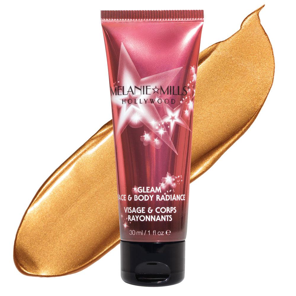 Melanie Mills Hollywood Gleam Face & Body Radiance - 1oz Illuminating Lotion for Glowing Skin | Perfect for Highlighting Cheekbones, Shoulders & Legs at Parties, Weddings & Special Events