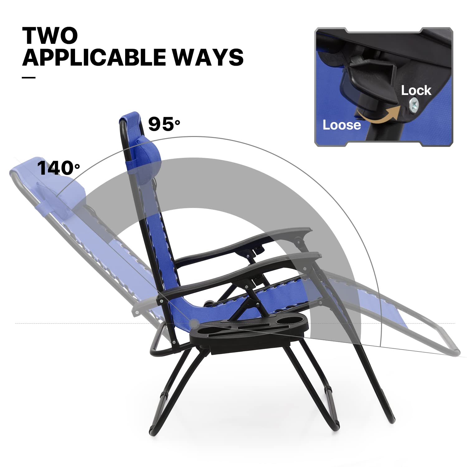 MoNiBloom Zero Gravity Chairs Set of 2 - Outdoor Folding Patio Lounge Chairs for Backyard, Poolside & Beach - Heavy Duty Reclining Lawn Chairs for Adults - Comfortable Relaxation in Blue - Perfect for Sunbathing, Camping and Backyard Lounging