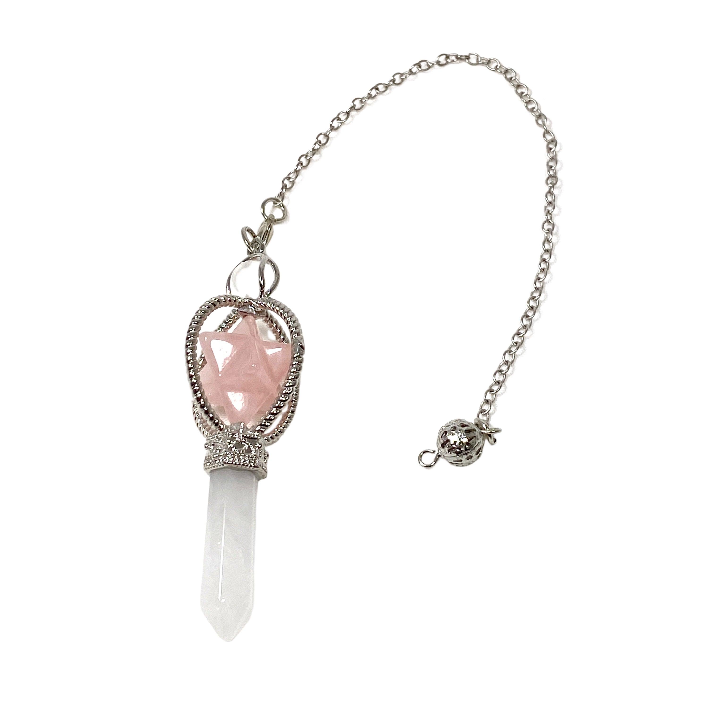 Gemstone Merkaba Pendulum with Crystal Point - Healing Crystal Pendulum for Dowsing, Divination & Energy Work - Perfect for Meditation, Chakra Balancing & Spiritual Practices