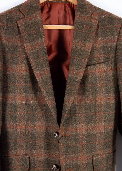 Torre Men's 100% Wool Brown Tweed Tailored Fit Blazer - Perfect for Business Meetings & Formal Events