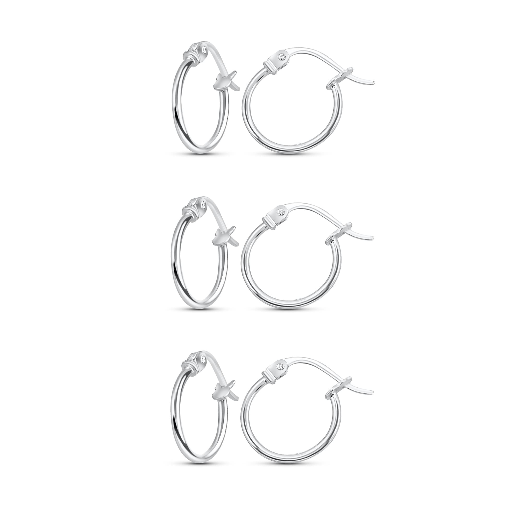 Sterling Silver Hoop Earrings for Women & Men - Gold Plated Thin Lightweight Click Closure Earrings - 12mm to 20mm Round Polished Hoop Earrings Set (1-3 Pairs) - Perfect for Everyday Wear, Parties & Gifts