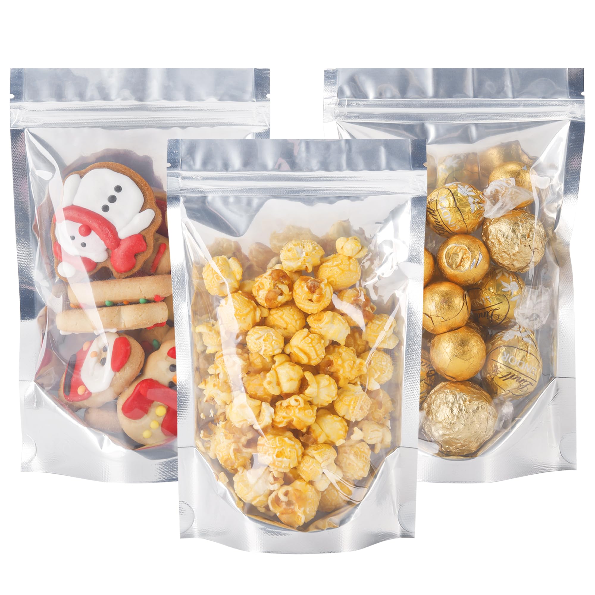 100 Pack Silver Mylar Bags 5x8 Inches - Resealable Food Storage Bags for Small Business, Party Favors, Bulk Food Packaging & Long-Term Storage - Airtight & Moisture-Proof for Coffee, Snacks, Spices & More