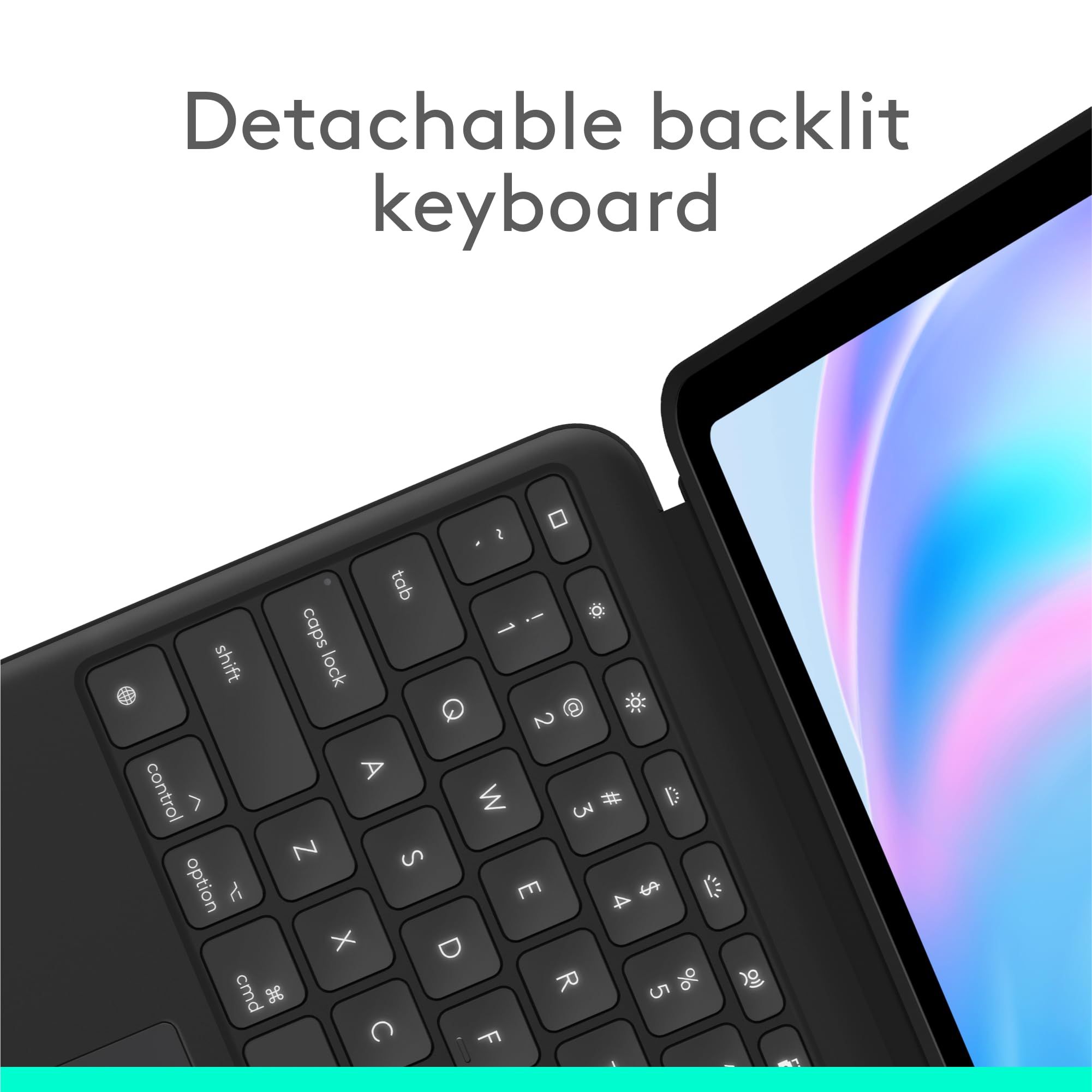 Logitech Combo Touch iPad Air 13-inch (M2) 2024 Keyboard Case with Backlit Keys & Adjustable Kickstand - Detachable Bluetooth Keyboard for iPad Air 5th/6th Gen - Perfect for Work, Study & Travel in Midnight Black
