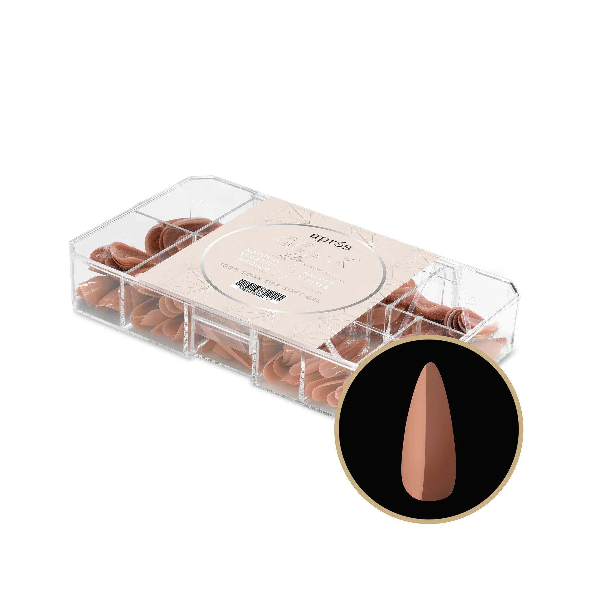 Apres Gel X Neutrals Imani Natural Tips 150pc Medium Stiletto Nail Extensions - Professional Salon Quality Press-On Nails for Manicures, Pedicures & Special Occasions