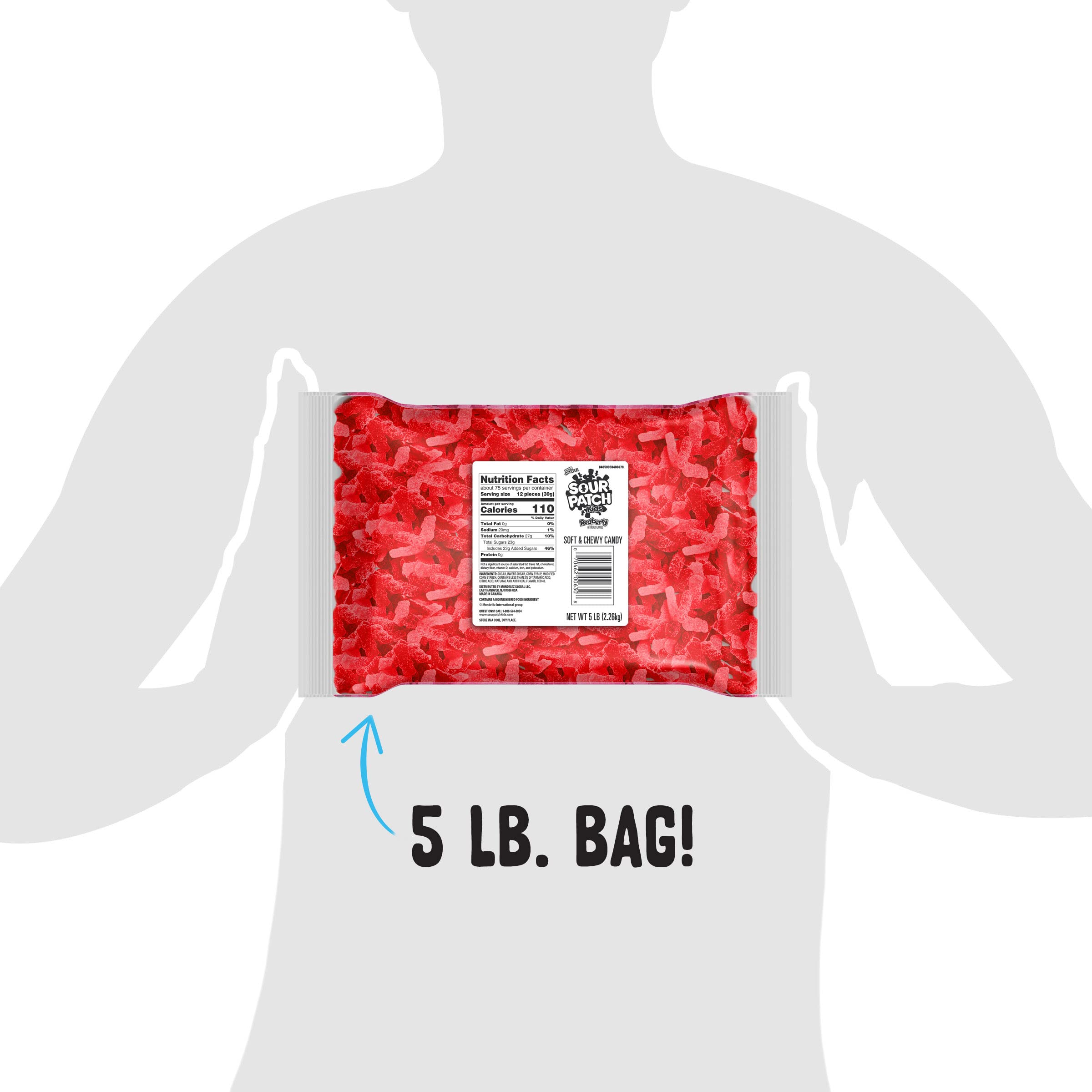 Sour Patch Kids Redberry Soft & Chewy Candy - 5 Pound Bulk Bag - Sweet & Tangy Gummy Treats for Parties, Movie Nights & Office Snacks