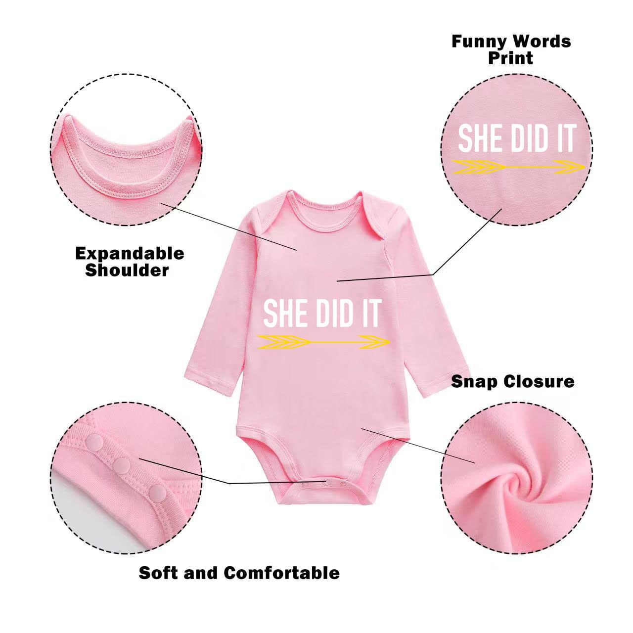 YSCULBUTOL Baby Twins Bodysuit - Matching Boy & Girl Outfits, He Did It She Did It Baby Clothes for Newborns & Infants | Perfect for Twin Photoshoots, Family Matching Outfits & Special Occasions