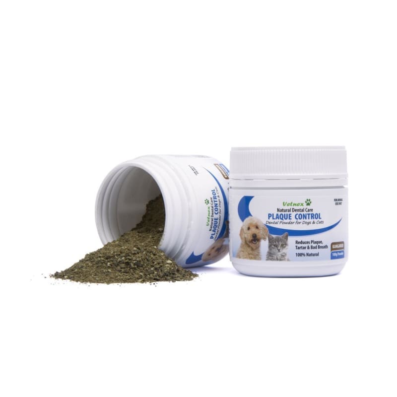 Vetnex Plaque Control Dental Powder for Dogs & Cats - 100g Kangaroo Flavor | Freshens Breath & Reduces Tartar | Perfect for Daily Oral Care & Dental Hygiene