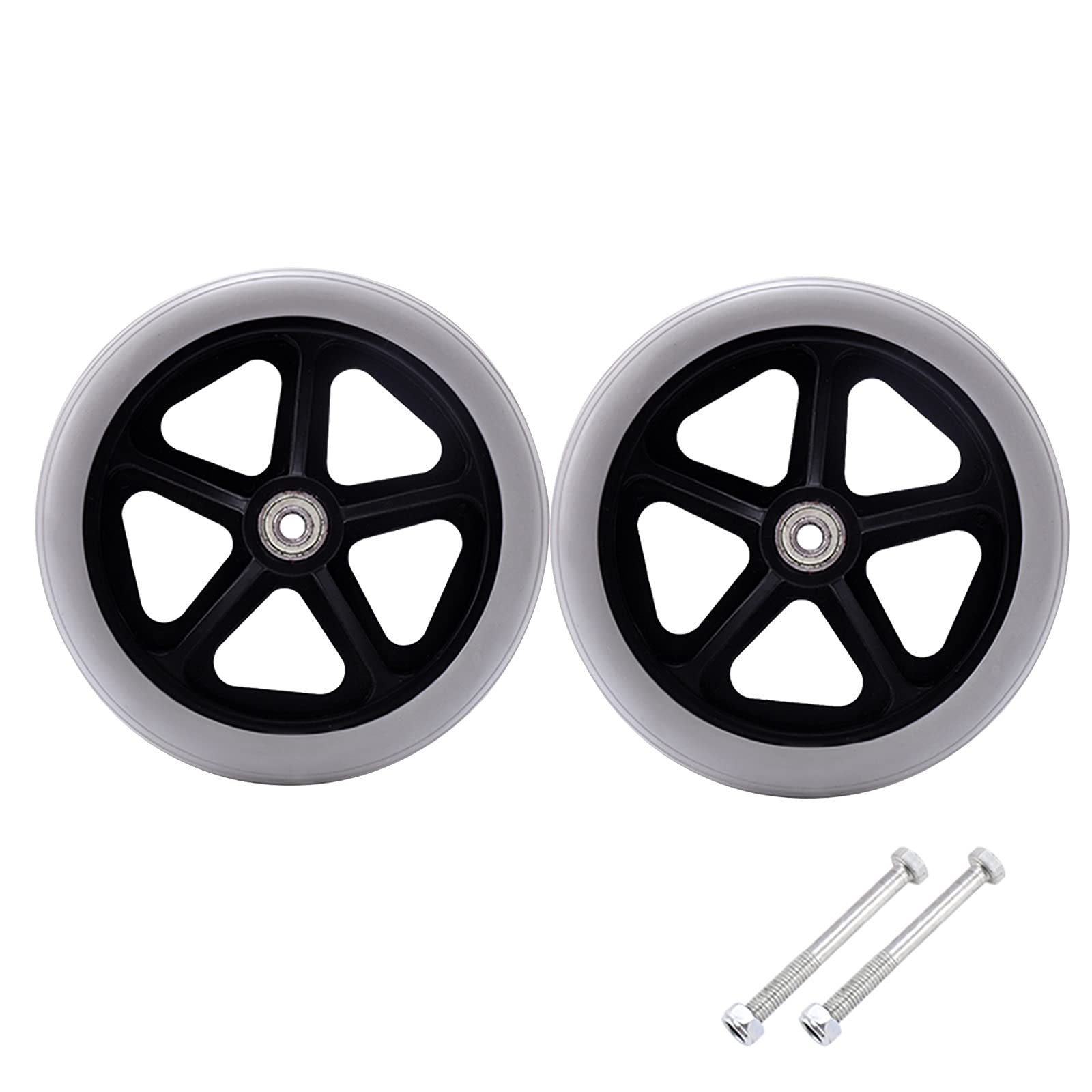 6/7 Inch Anti-Slip Rubber Wheelchair Walker Replacement Wheels - Gray 6in Front Caster Rollator Wheels for Mobility Aids & Medical Equipment - Perfect for Elderly Care, Hospital Use & Home Mobility Assistance