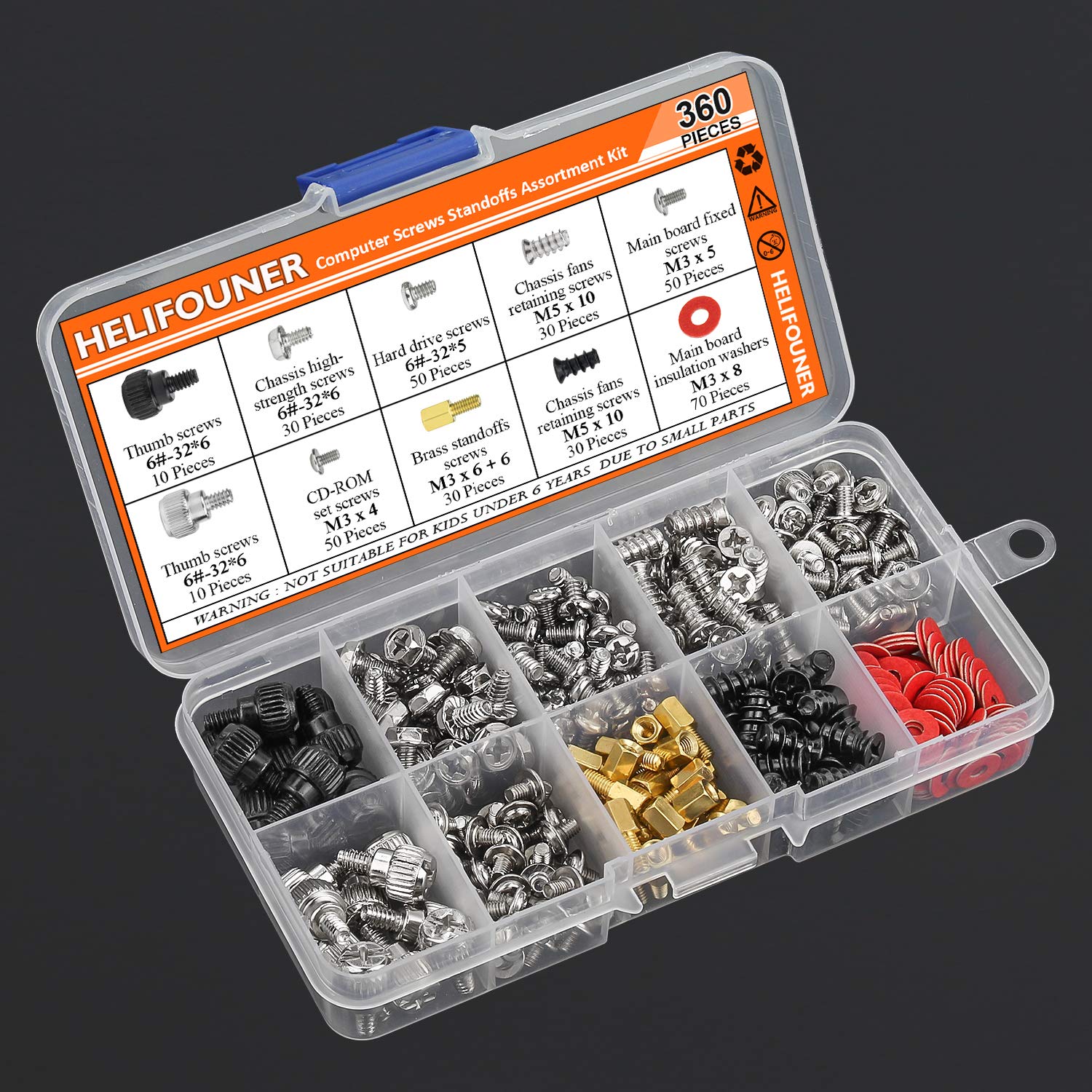 360-Piece Computer Standoffs & Screws Assortment Kit - Motherboard, Hard Drive, Case, Fan & GPU Mounting Hardware - Perfect for PC Building & Repair