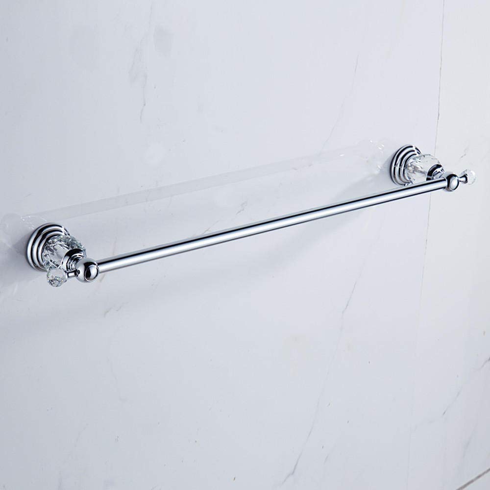 Premium Zinc Alloy & Susgold Silver Wall Mounted Towel Rack - Single Rod Crystal Head Design for Bathroom - Chrome Finish Towel Holder for Hand Towels, Bath Towels & Robes - Perfect for Spa, Hotel & Home Bathroom Organization