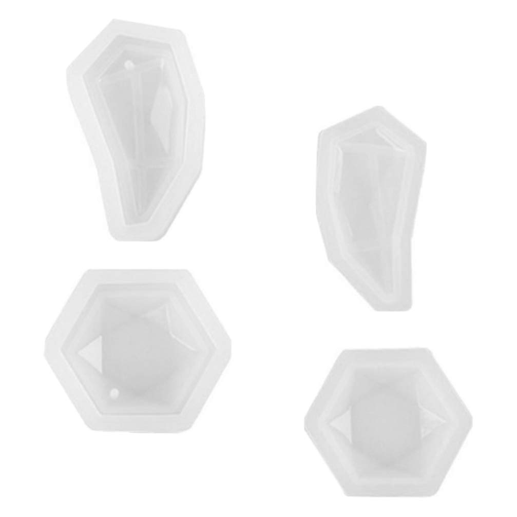 EXCEART 4pcs Jewelry Casting Molds for Epoxy UV Resin - Multiple Style DIY Craft Molds with Hanging Holes - Perfect for Making Earrings, Pendants & Charms (Great for Jewelry Making, Gift Crafting & Home Decor Projects)