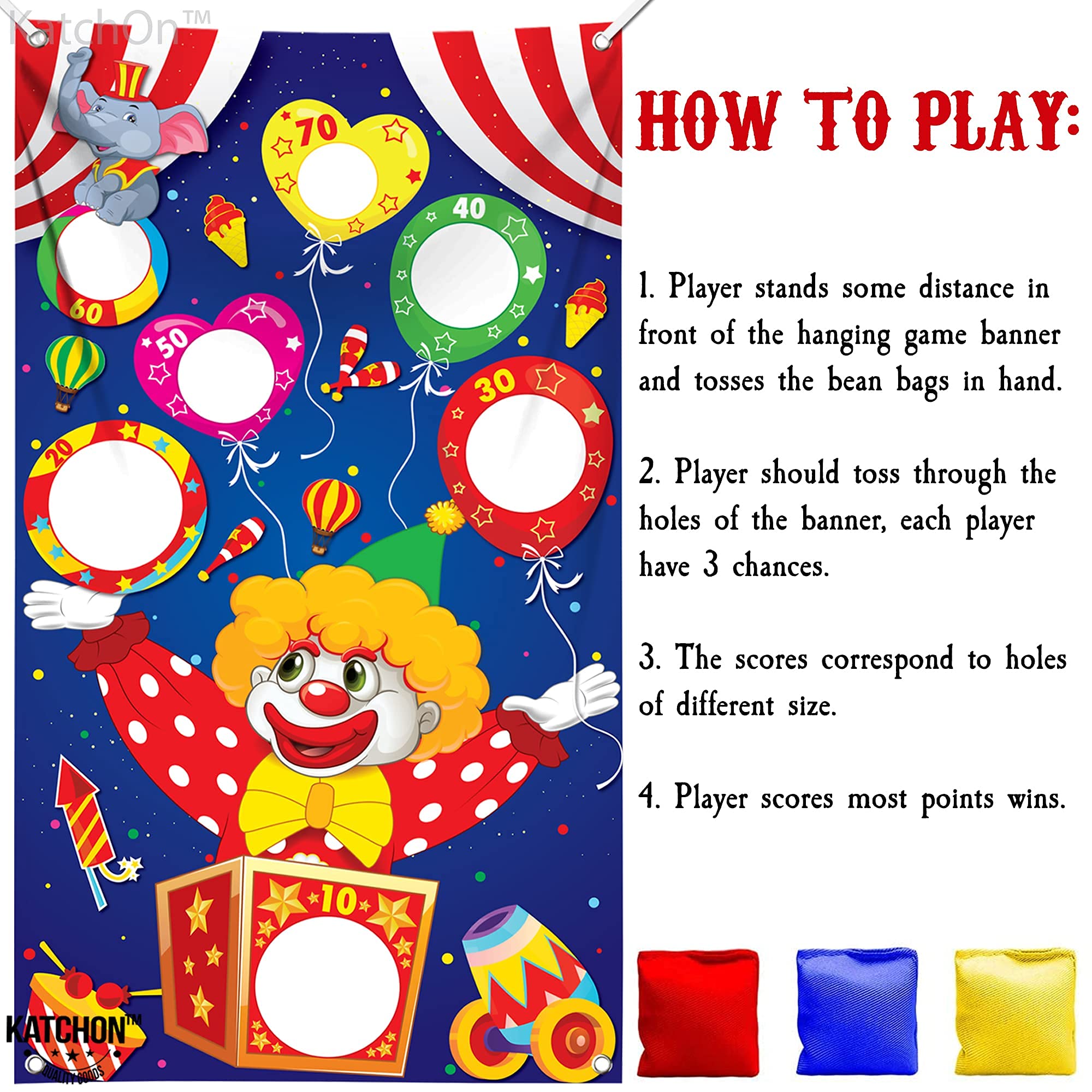 KatchOn Large Carnival Games for Kids Party - 54 x 34 Inch | Carnival & Circus Theme Party Decorations | Fun Outdoor Birthday Decor | Perfect for Backyard Carnivals, School Events & Birthday Parties