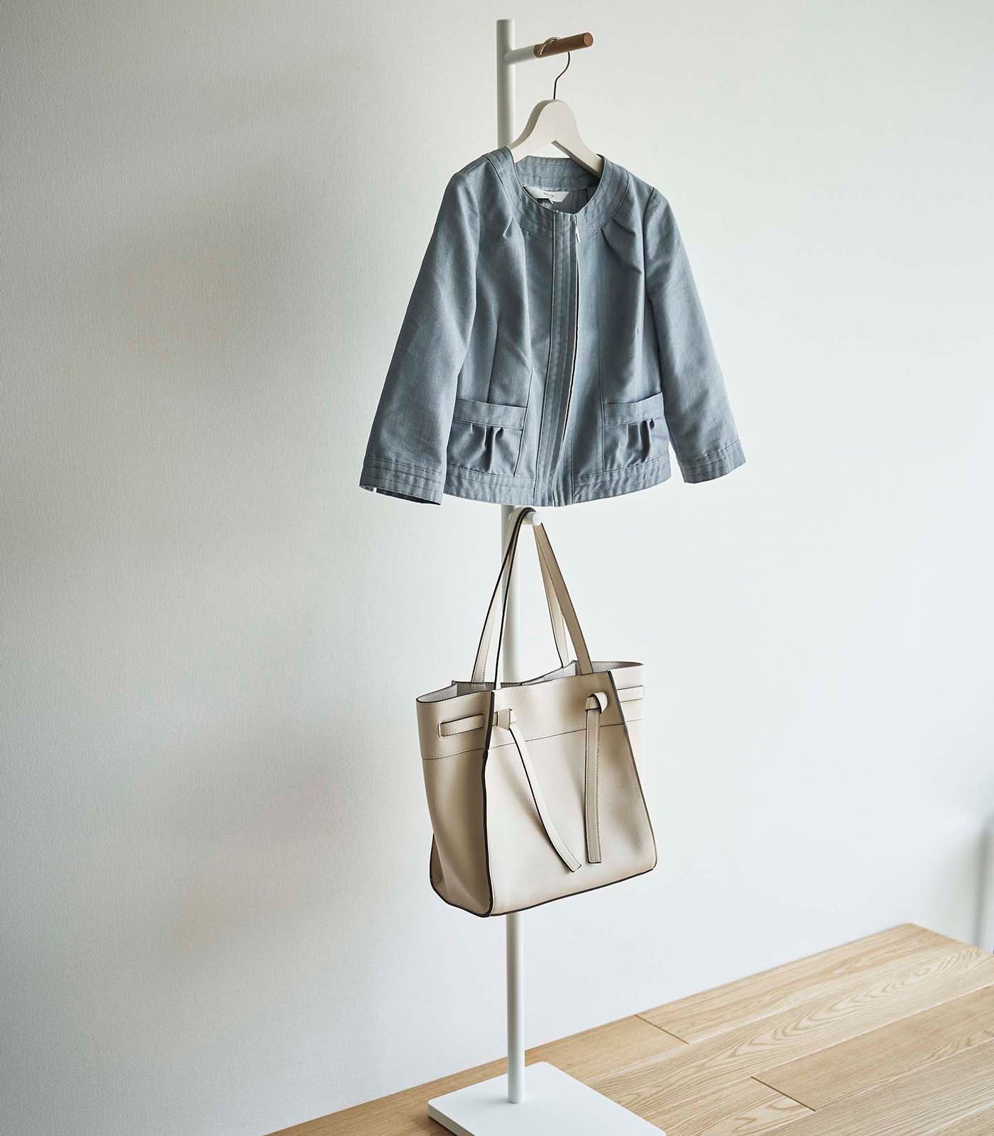 63.98 Inch Coat Rack - Sturdy Steel & Wood Coat Hanger for Entryway, Bedroom or Closet Organization | Space-Saving Wall Mount or Freestanding Design