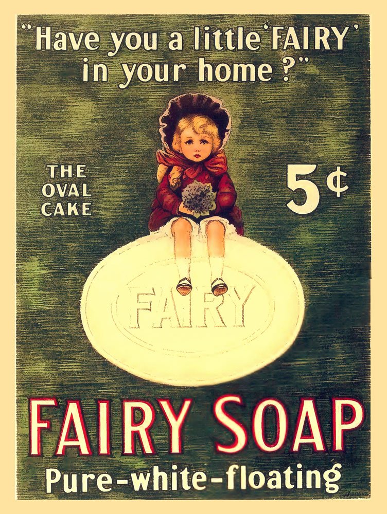 Vintage Fairy Soap Metal Sign - Rustic Bathroom Wall Decor for Laundry Room, Kitchen & Farmhouse Style Home - Perfect for Soap Display, Retro Advertising & Vintage Themed Spaces