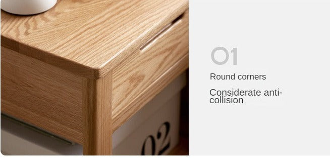 Solid Oak Wood Nightstand - Bedside Table with Drawer for Bedroom Furniture, Perfect for Storage and Decor | Modern & Rustic Home Design