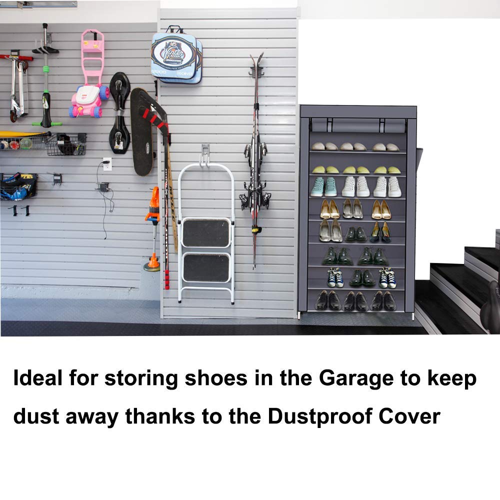 10-Tier Shoe Rack Organizer with Dustproof Cover - Free Standing Shoe Storage Cabinet for Closet & Entryway - Holds 40 Pairs of Shoes for Sneakers, Boots & High Heels - Space Saving Home Organization Solution for Bedroom, Hallway & Dorm Room (Coffee Brown)
