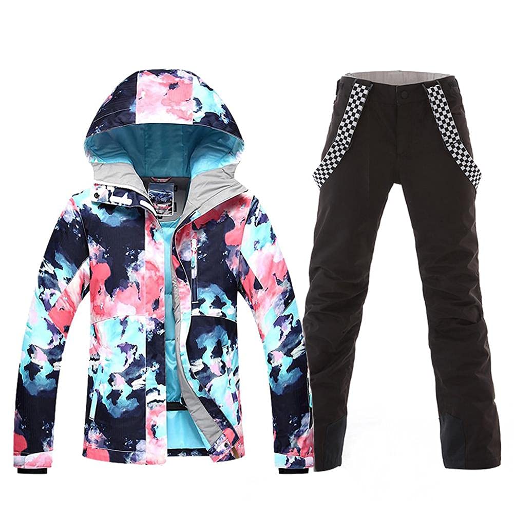 Women's Waterproof Windproof Ski Jacket & Pants Set - Warm Winter Snowsuit with Hood for Skiing & Snowboarding | Perfect for Mountain Resorts & Outdoor Winter Sports