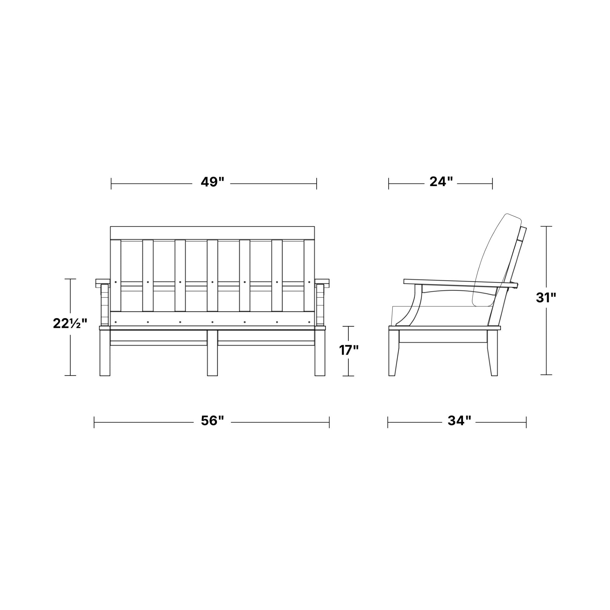 Heritage Deep Seating Love Seat Cushioned Sofa - Outdoor Patio Furniture for Garden, Poolside & Backyard Relaxation