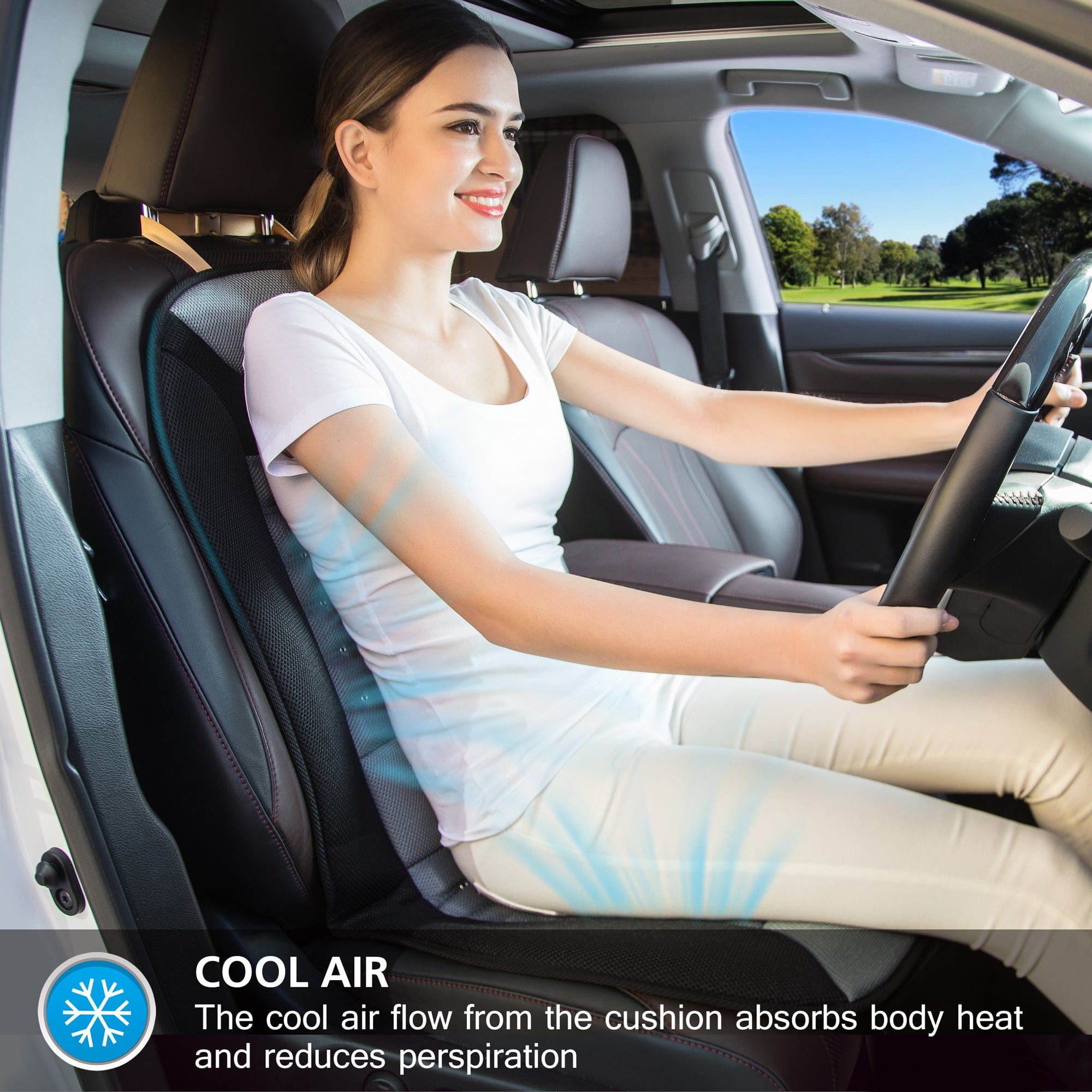 Snailax Cooling Seat Cushion with Vibration Massage - Breathable Gel Memory Foam for Office Chair, Car & Home Use - Relieves Back Pain & Pressure Points - Perfect for Long Sitting Sessions at Work or Driving