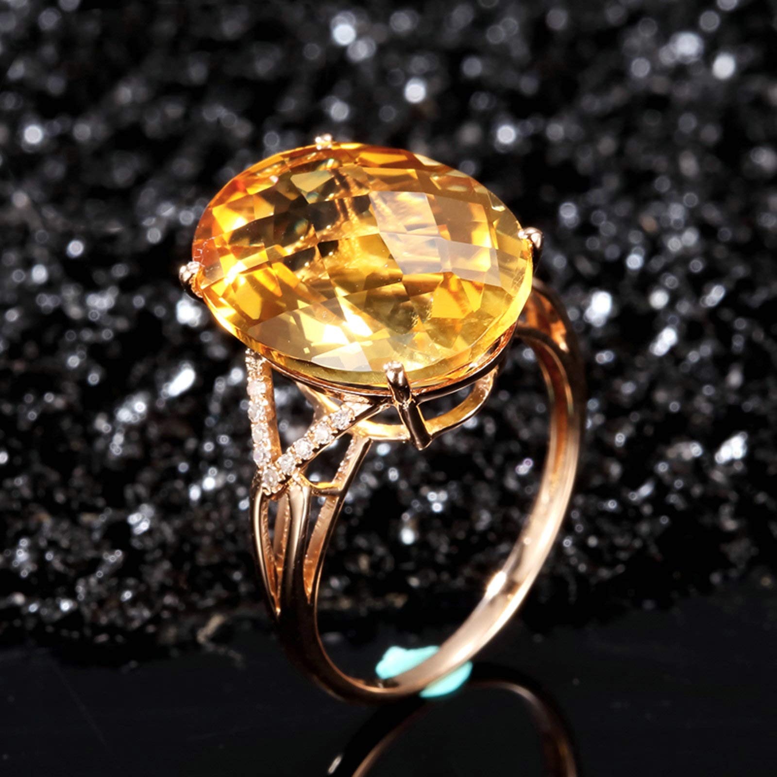 18K Rose Gold Engagement Ring for Women - 9ct Oval Citrine Wedding Band, Dainty & Elegant Jewelry Gift for Her - Perfect for Proposals, Anniversaries & Special Occasions