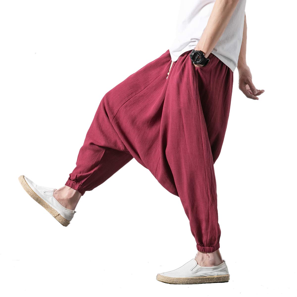 Seidarise Men's Harem Pants - Drop Crotch Lounge Pants, Plus Size Genie Joggers & Balloon Yoga Pants for Men | Comfortable Loungewear for Home, Meditation & Streetwear Fashion