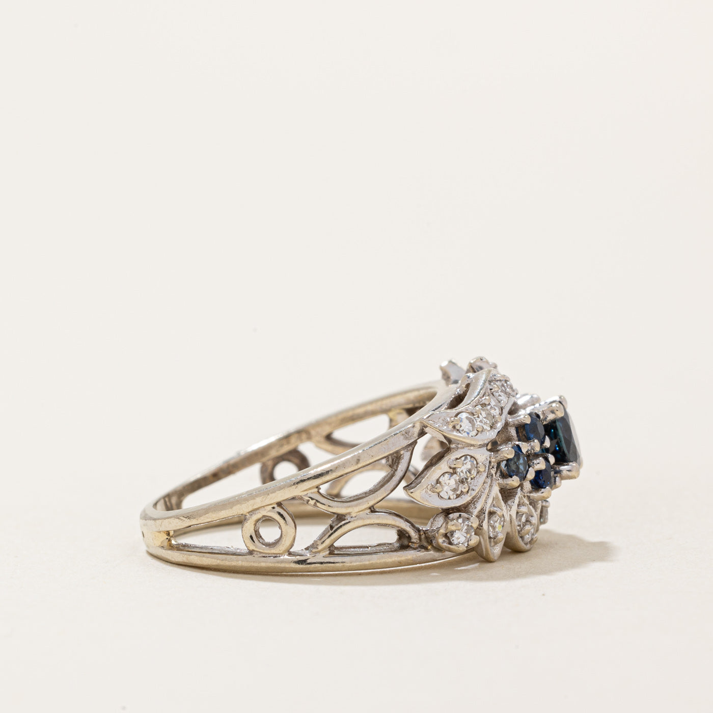 Exquisite 0.60ctw Sapphire & Diamond Cocktail Ring - 0.12ctw Diamonds - Size 6.5 - Elegant Jewelry for Evening Parties & Special Occasions