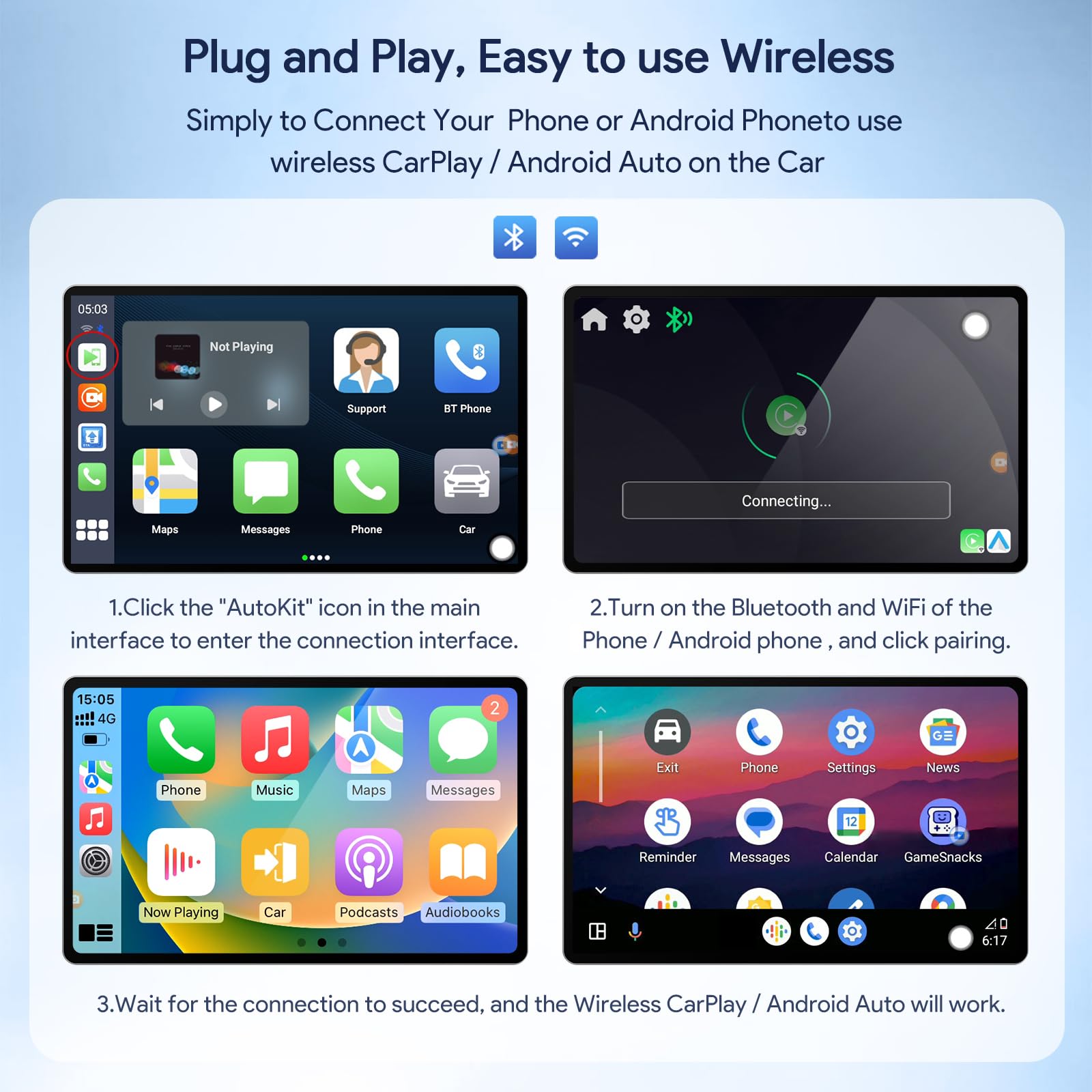 Wireless CarPlay AI Box - Convert Wired CarPlay to Wireless CarPlay/Android Auto, Smart Android AI Box for OEM Wired CarPlay Cars - Perfect for Tesla, BMW, Audi & More (Seamless Music Streaming & Hands-Free Calling)