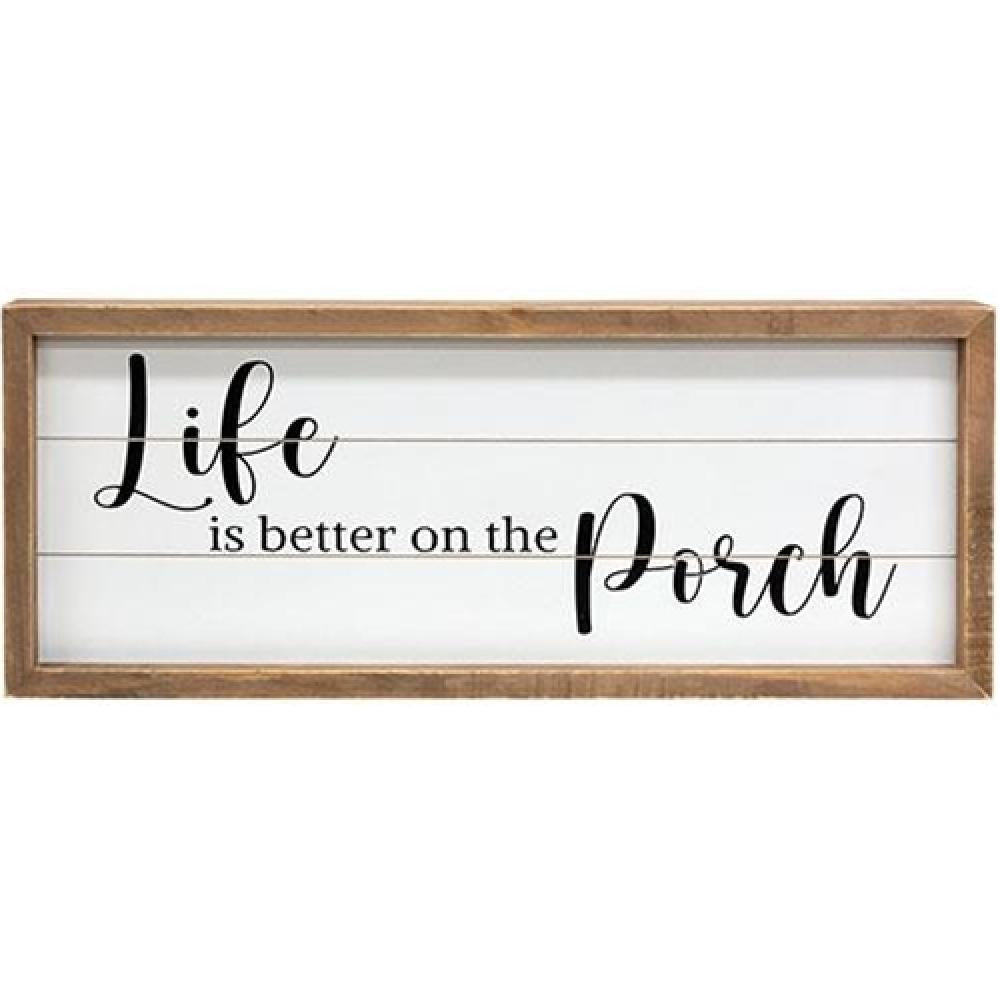 Rustic Farmhouse 'Life Is Better on the Porch' Framed Shiplap Wall Sign - Perfect for Porch Decor, Living Room, and Country Home Decoration
