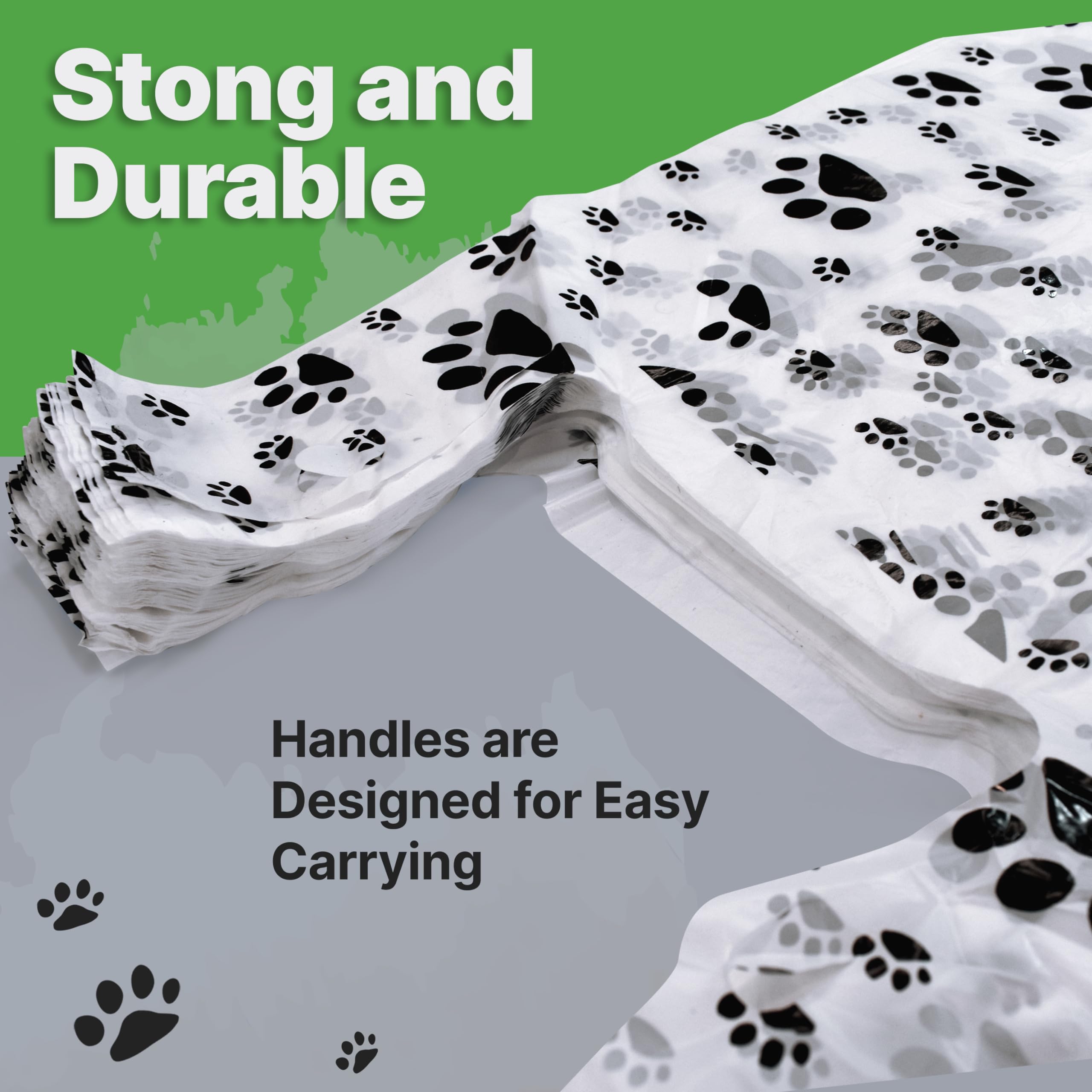 100 Pack Plastic T-Shirt Bags with Paw Print Design - 22