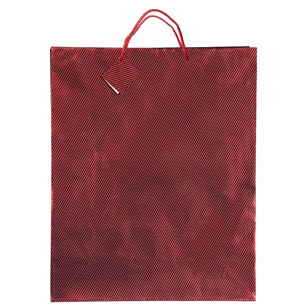 JAM Paper Large Red Foil Gift Bags with Rope Handles - 17