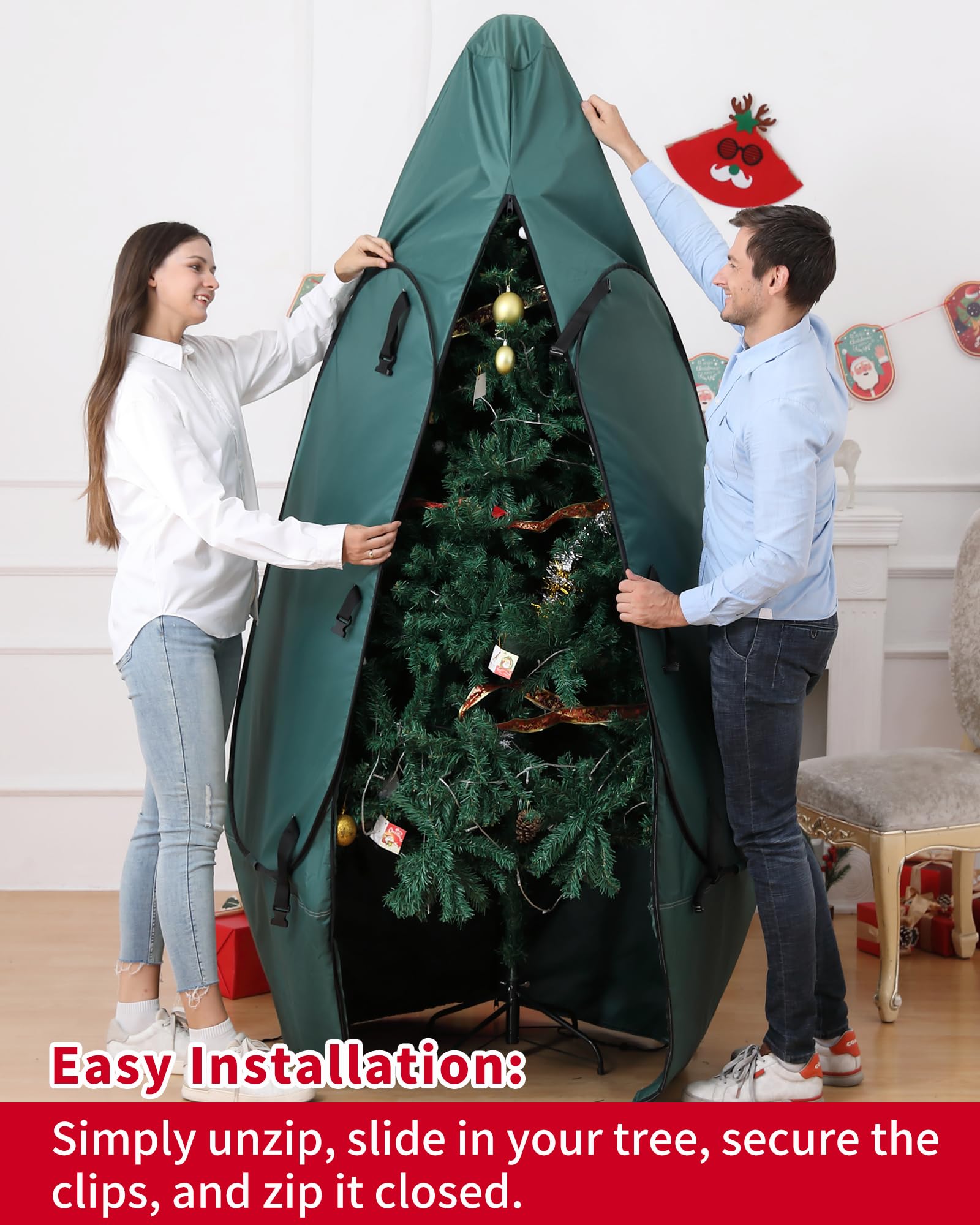 7 Ft Christmas Tree Storage Bag - Heavy Duty Upright Artificial Tree Cover for 6-7 Ft Trees | Perfect for Holiday Storage & Space Saving Organization (Fits 5 Ft, 6 Ft, 6.5 Ft & 7 Ft Trees) | Ideal for Attic, Garage & Seasonal Decoration Protection