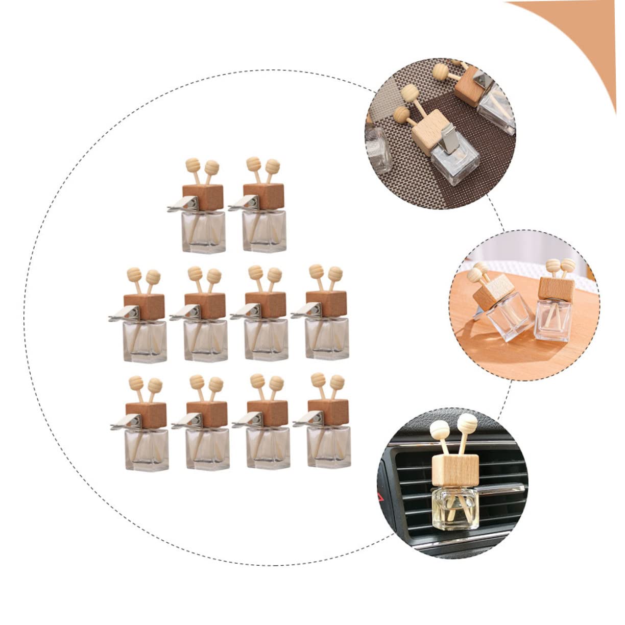 FOMIYES 10pcs Car Vent Clip Perfume Diffusers - Glass Essential Oil Bottles & Air Freshener for Car, Home, Office | Aromatic Decor & Long-Lasting Fragrance