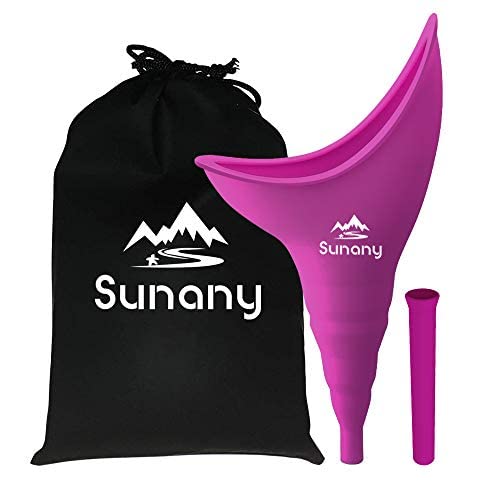 Sunany Female Urinal with Silicone Funnel - Portable Standing Pee Device for Women - Reusable Outdoor Travel Urinal - Perfect for Camping, Hiking, Road Trips & Emergency Use