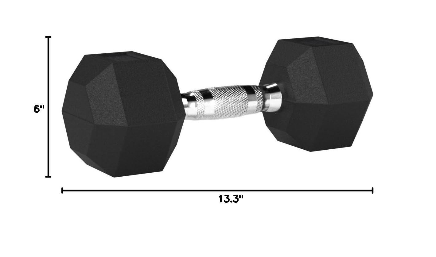 Amazon Basics Rubber Hex Dumbbell Set - 5-50 lbs for Home Gym Strength Training, Workout, Fitness & Weight Lifting - Non-Slip Grip for Men & Women - Perfect for Home Workouts, CrossFit & Muscle Building