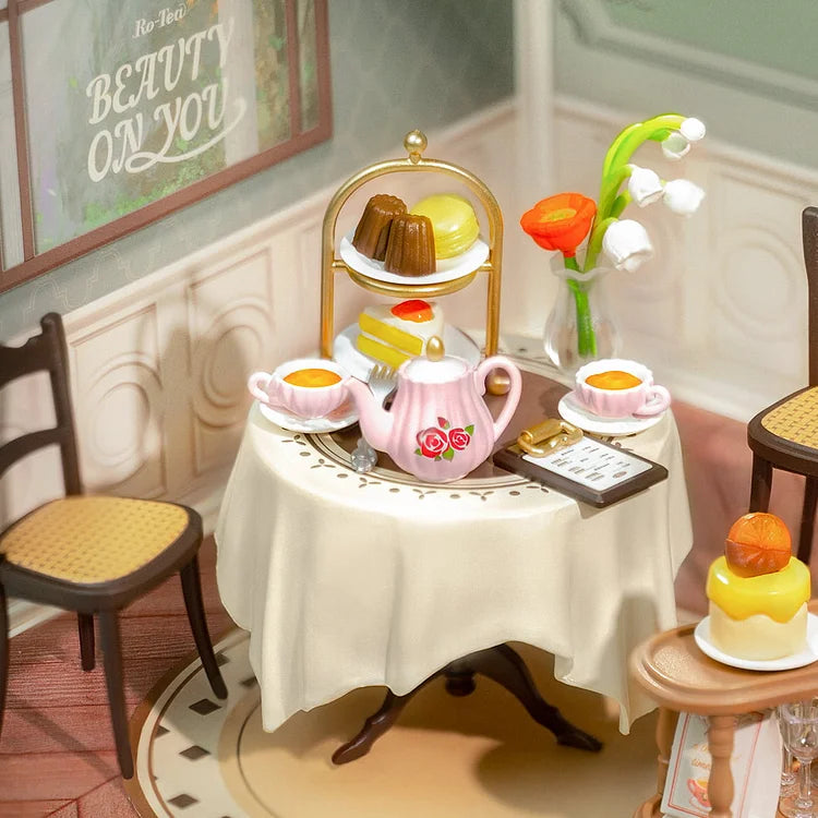 Rolife Sweet Sips Tea DIY Miniature Dollhouse Kit - Creative Mini House Model for DIY Craft, Home Decor, and Gift Giving